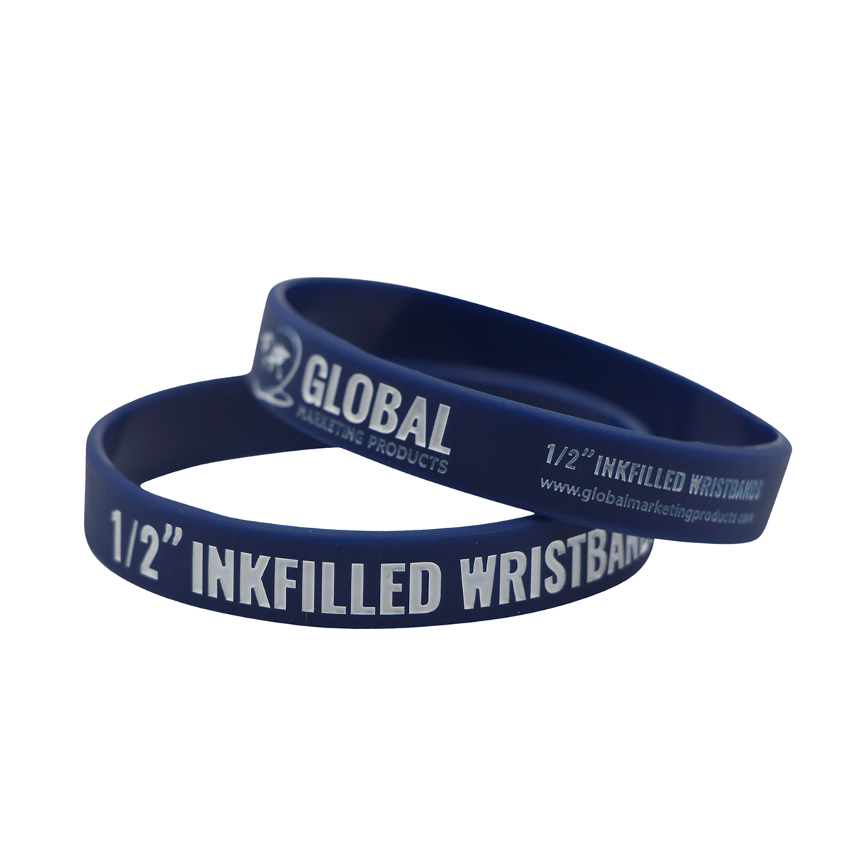 Debossed Ink Filled Silicone Wristbands - 1/2